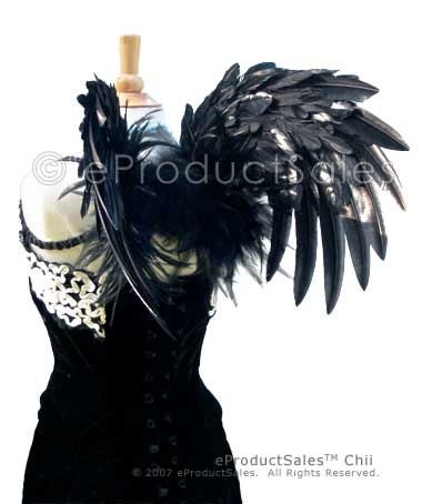 ePs BLACK feather angel wings renaissance costume DIY cosplay wearable couture ART