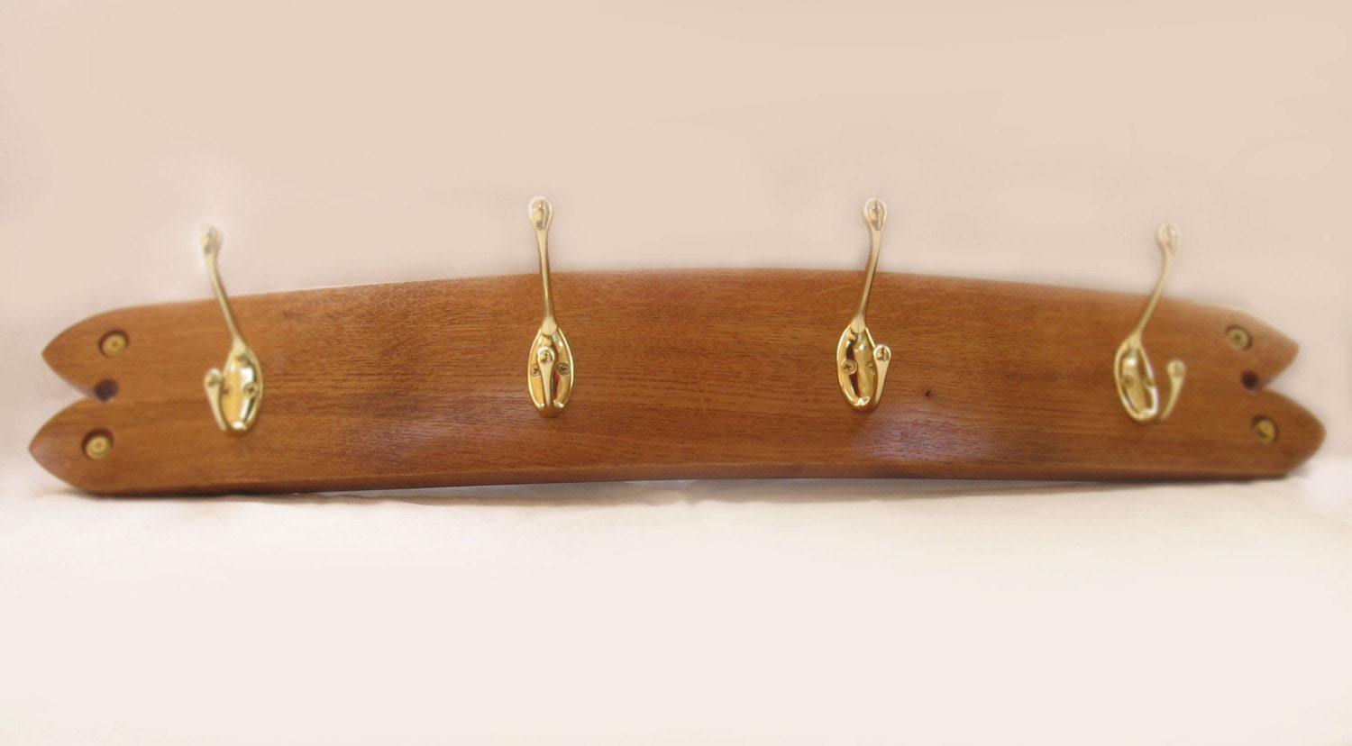 The Caravel, Finest recycled oak wine barrel stave coat rack, 4 hat and coat hooks, elegantly recycled wood, choose your color