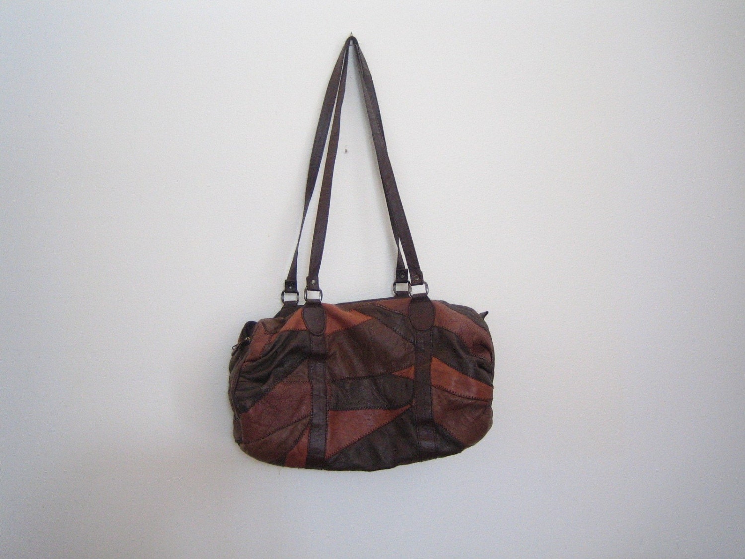 faux leather patchwork slouch bag