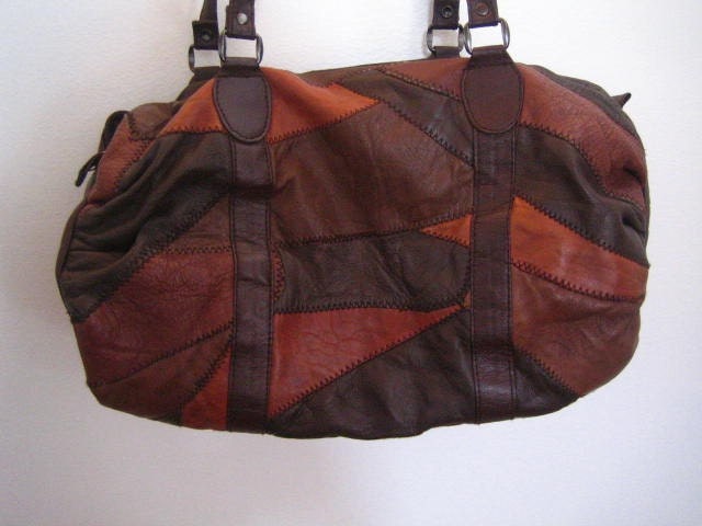 faux leather patchwork slouch bag