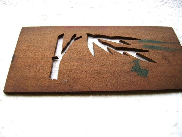 Vintage Japanese Wood Kashigata Stencil - Bamboo Tree And Leaf