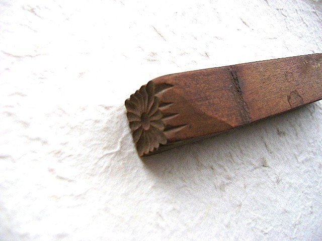 Vintage Japanese Sweets Mold Stamp Ginkgo Chrysanthemum Double Sided