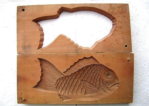 Vintage Japanese Sweets Mold Taiyaki fish shaped cake Kashigata BIG SIZE (P)
