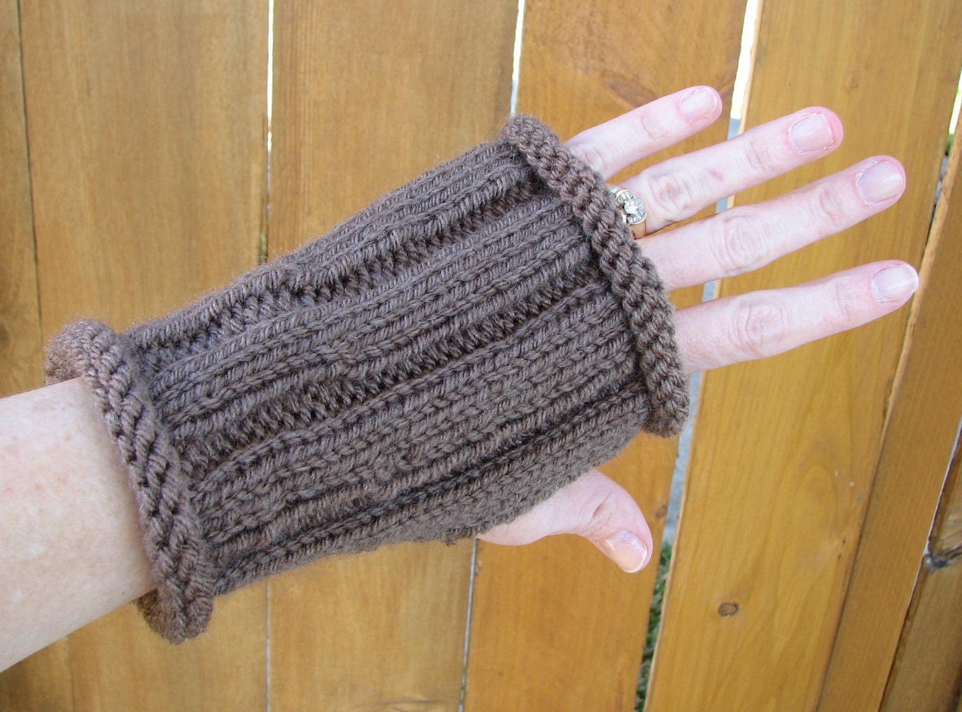 PDF - Super-Easy-Roll-Cuff Fingerless Mitts Knitting Pattern