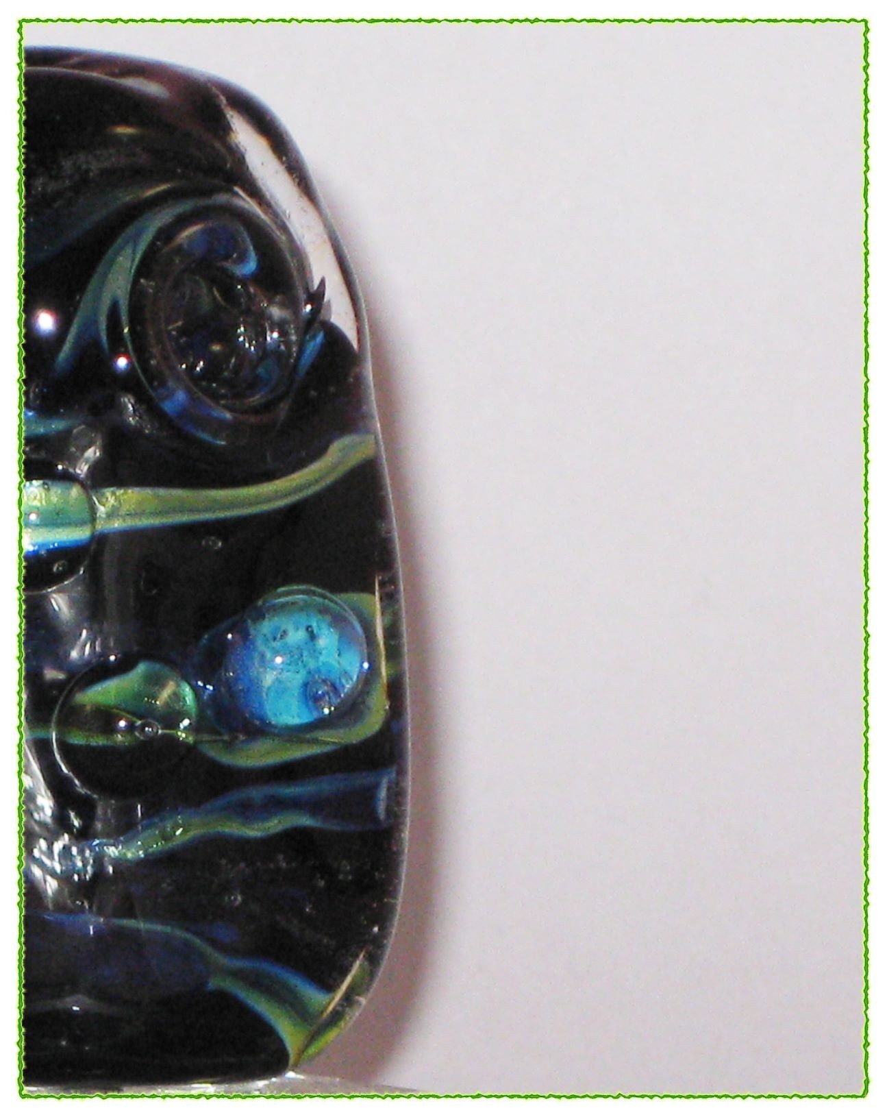 Handmade Glass Lampwork Bead in Black and Blue - Glass Focal Art Bead - SRA - Seaweed Sparkle $7.49
