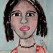 Bird on her Shoulder - ORIGINAL 9x12 Mixed Media on Canvas