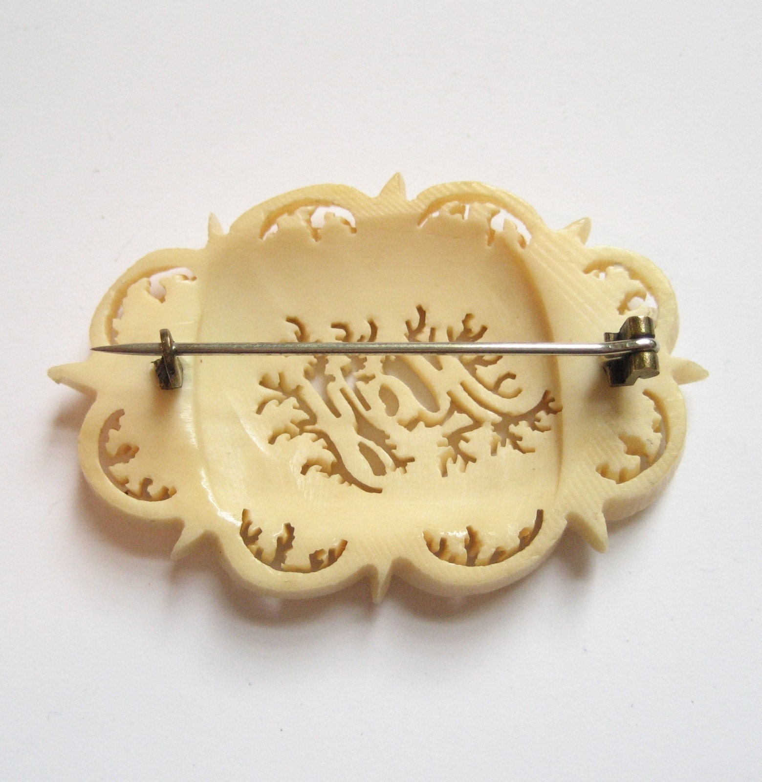 Victorian Carved Bone Name Brooch, MAY, Possibly Ivory
