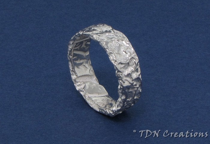 Reticulated silver ring for men
