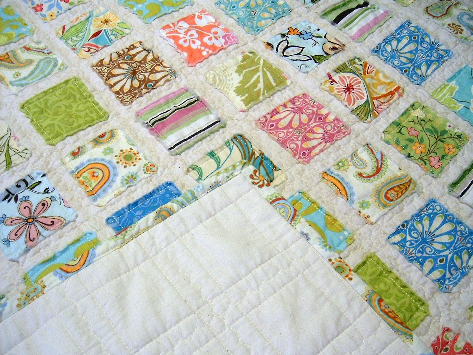 SEA BREEZES Quilt - MODA Nouveau Fabric - Blue Green Shabby Chic - Handmade - SEW FUN QUILTS