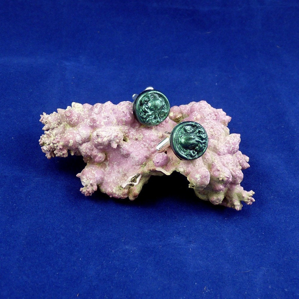 DarkGreen Cthulhu Cufflinks - Handmade Lovecraft Accessories