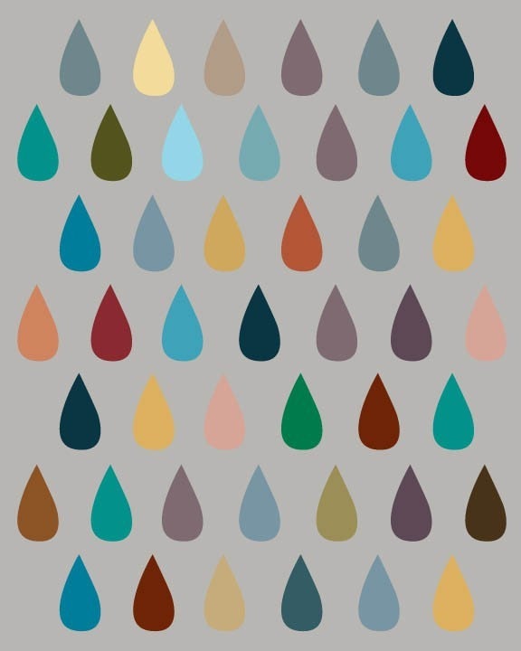 Rain Drops on Gray - Multicolor Raindrops - 8 x 10 print
