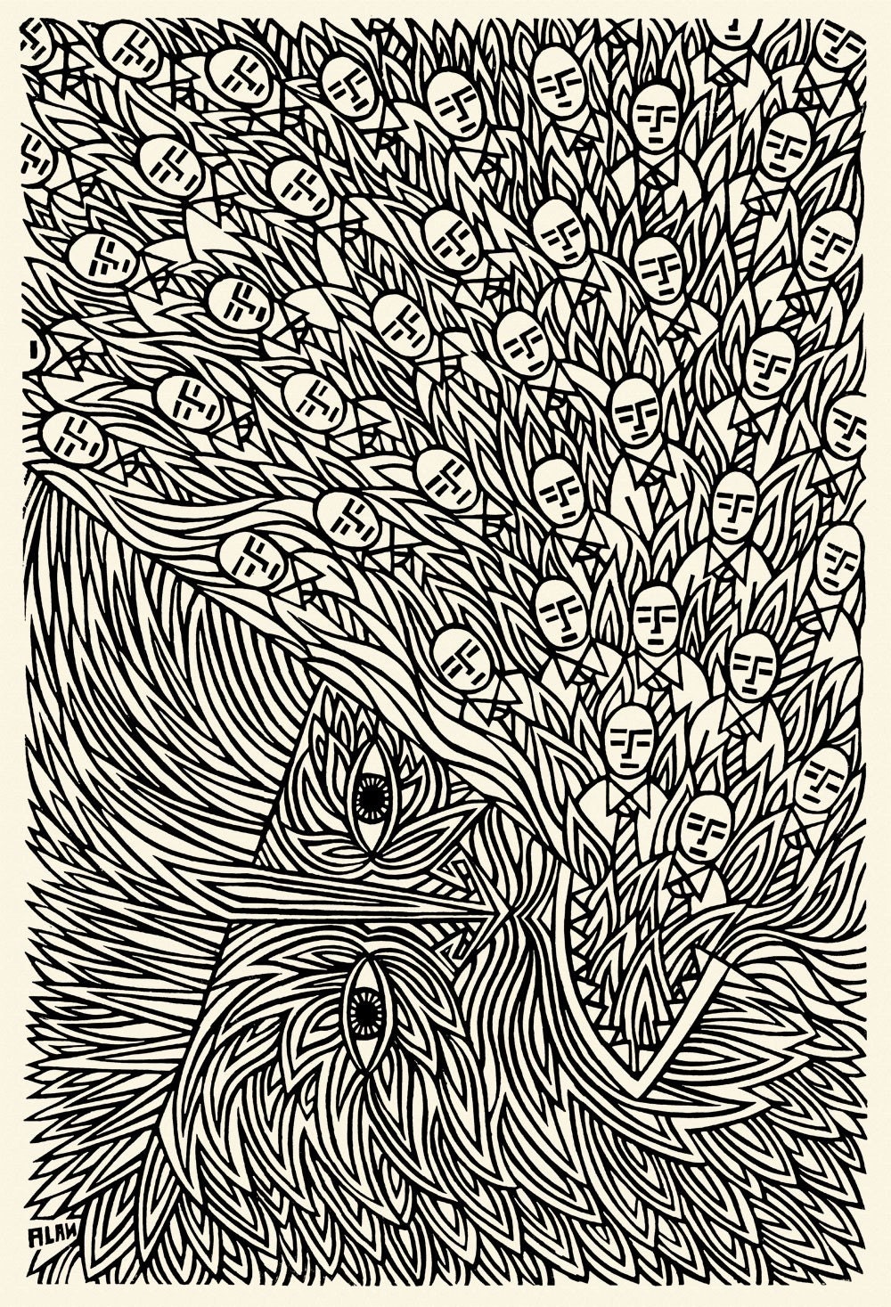 Burning Ambition. linocut