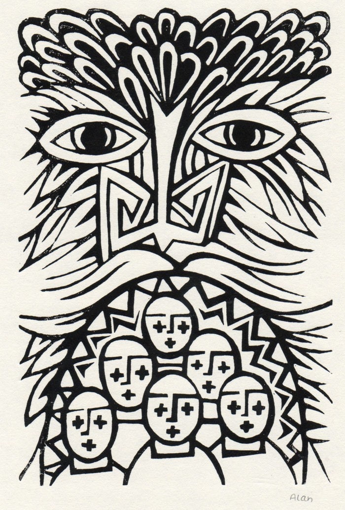 Edible eatery. Linocut
