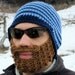 blue striped bearded beanie - L/XL