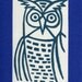 Blue Owl. Linocut. Greeting card