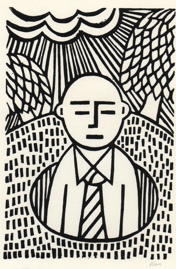 Man made hole. Linocut