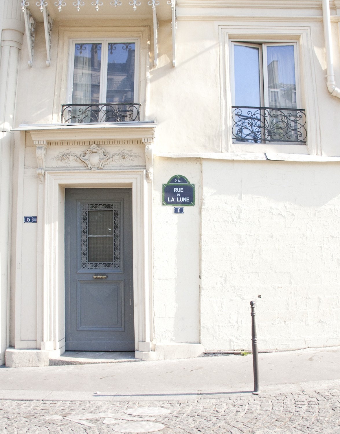 Paris Photography - Moon street (Rue de la Lune) - 8 x 10 - Fine Art Photography print - French home decor - Navy Cream Photo Wall Art