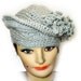 Womens Crochet Hat - Church Hat With Fringes in Gray Acrylic Yarn Can Customize For Plus Size Spring Fashion