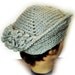 Womens Crochet Hat - Church Hat With Fringes in Gray Acrylic Yarn Can Customize For Plus Size Spring Fashion