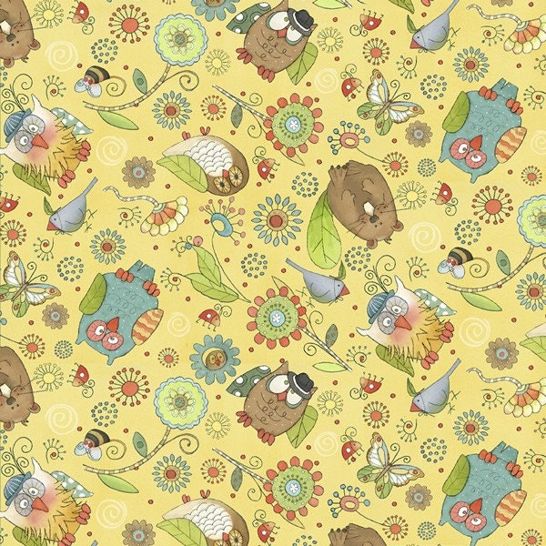 Tree Huggers Tossed Owls and Critters 32 Inches