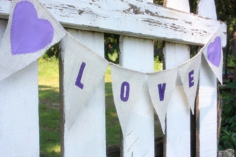 Love banner with fabric hearts