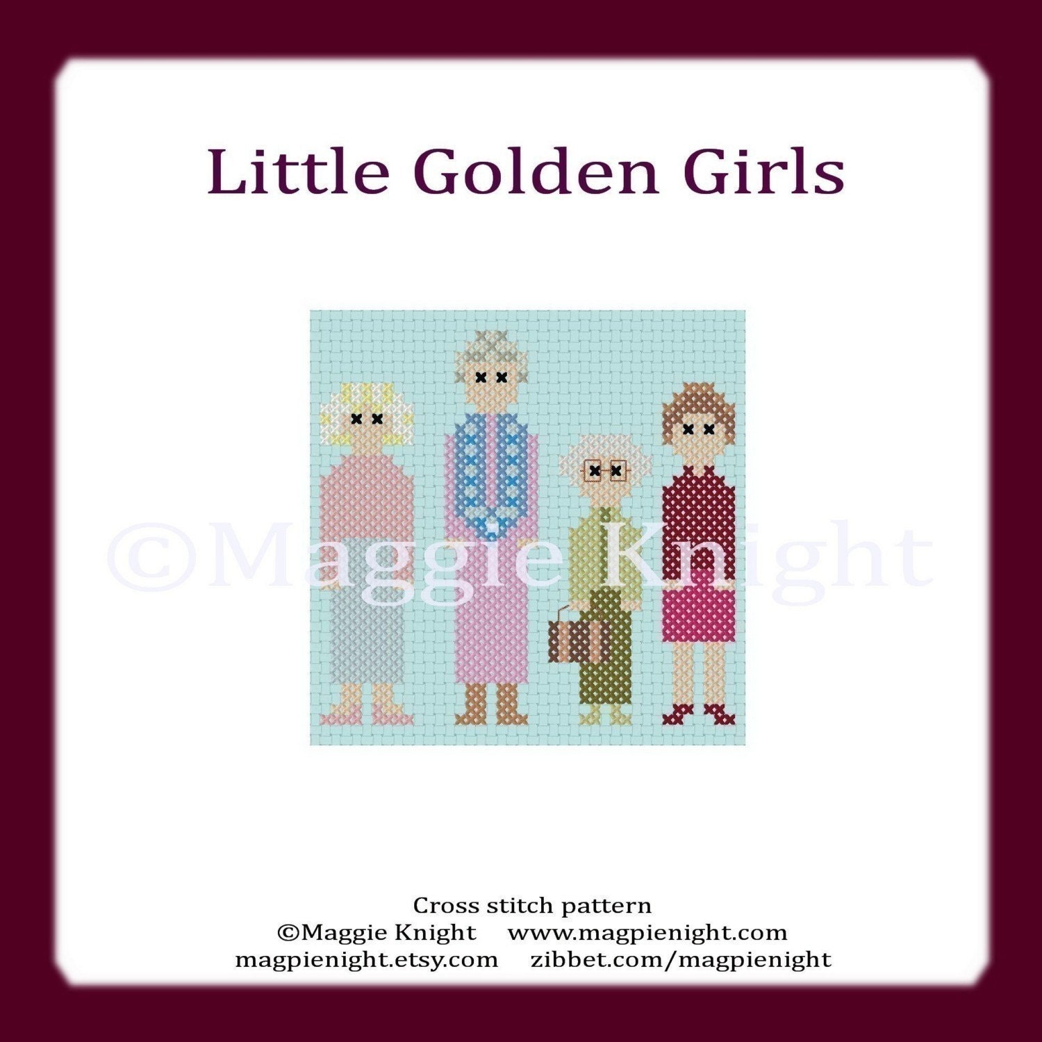 Little Golden Girls original PDF cross stitch pattern