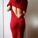 SALE Low Cut Body Knit Dress In Red by raghousenternational