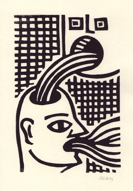 Go with the flow. Linocut