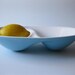 Vintage Mikasa Shibui Aqua and White Cera-Stone Color Coordinates Double Dish Serving Bowl
