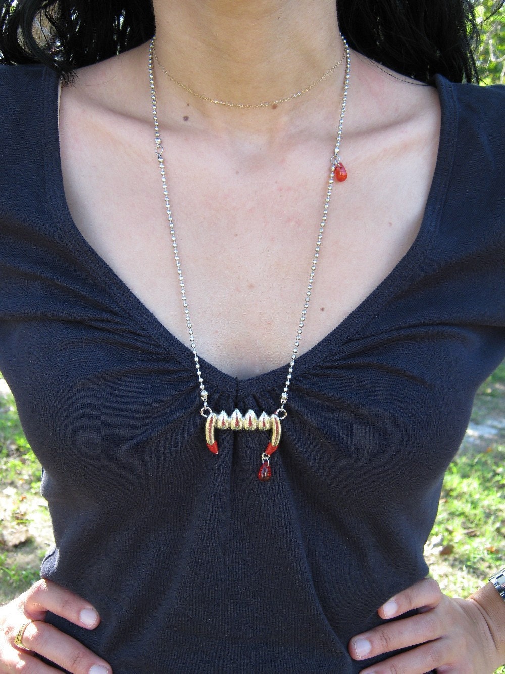 Vampire Fangs Necklace by PinkFrog4U on Etsy from etsy.com