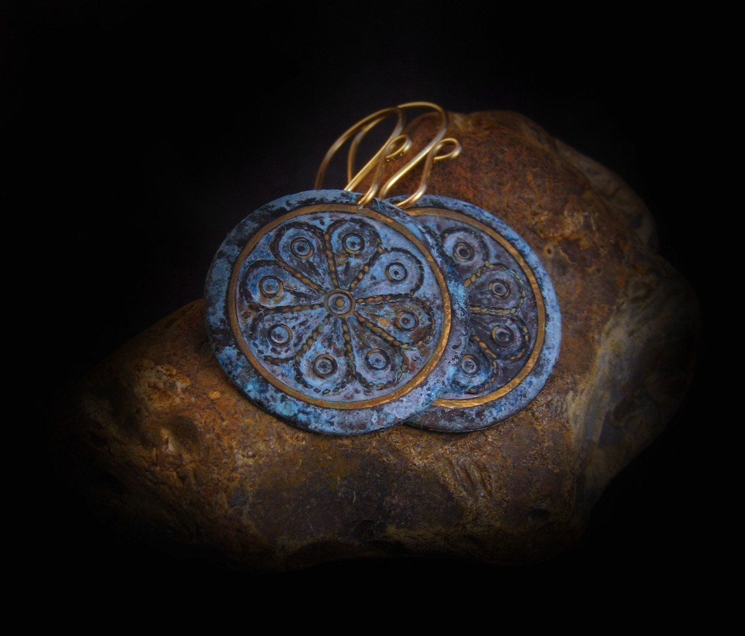 WAVES of THE OCEAN earrings of patinaed metal