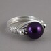 Regal Treasure Ring - sterling silver wire - purple glass pearl - any size 2 3 4 5 6 7 8 9 10 11 12 13