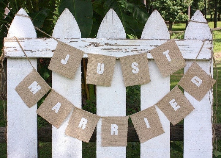 JUST MARRIED  burlap banner