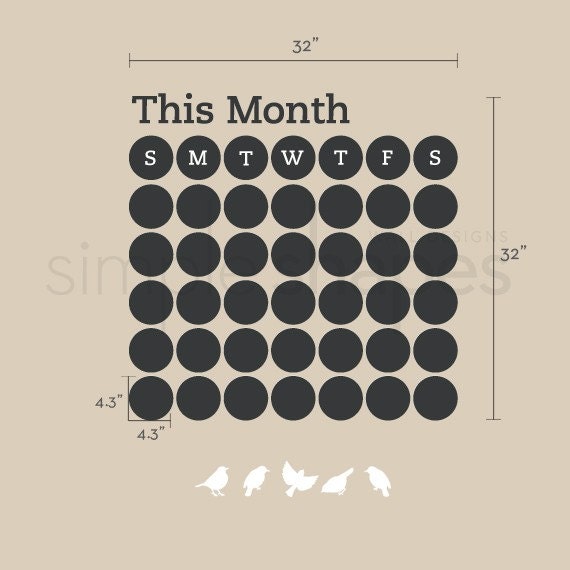 Daily Dot Chalkboard Wall Calendar - Vinyl Wall Decal