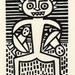 Hold on yo what you've got. Linocut