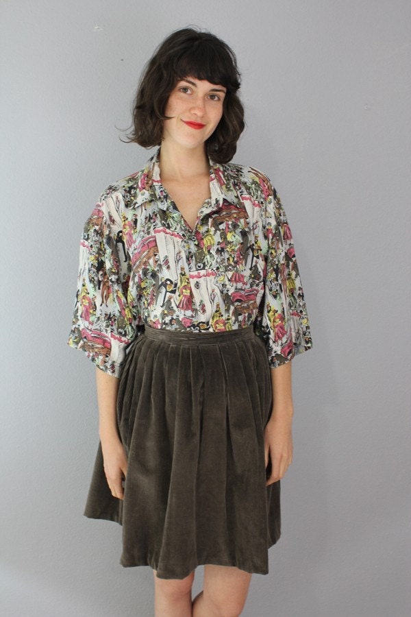 vintage 1970's OLD FACTORY corduroy skirt