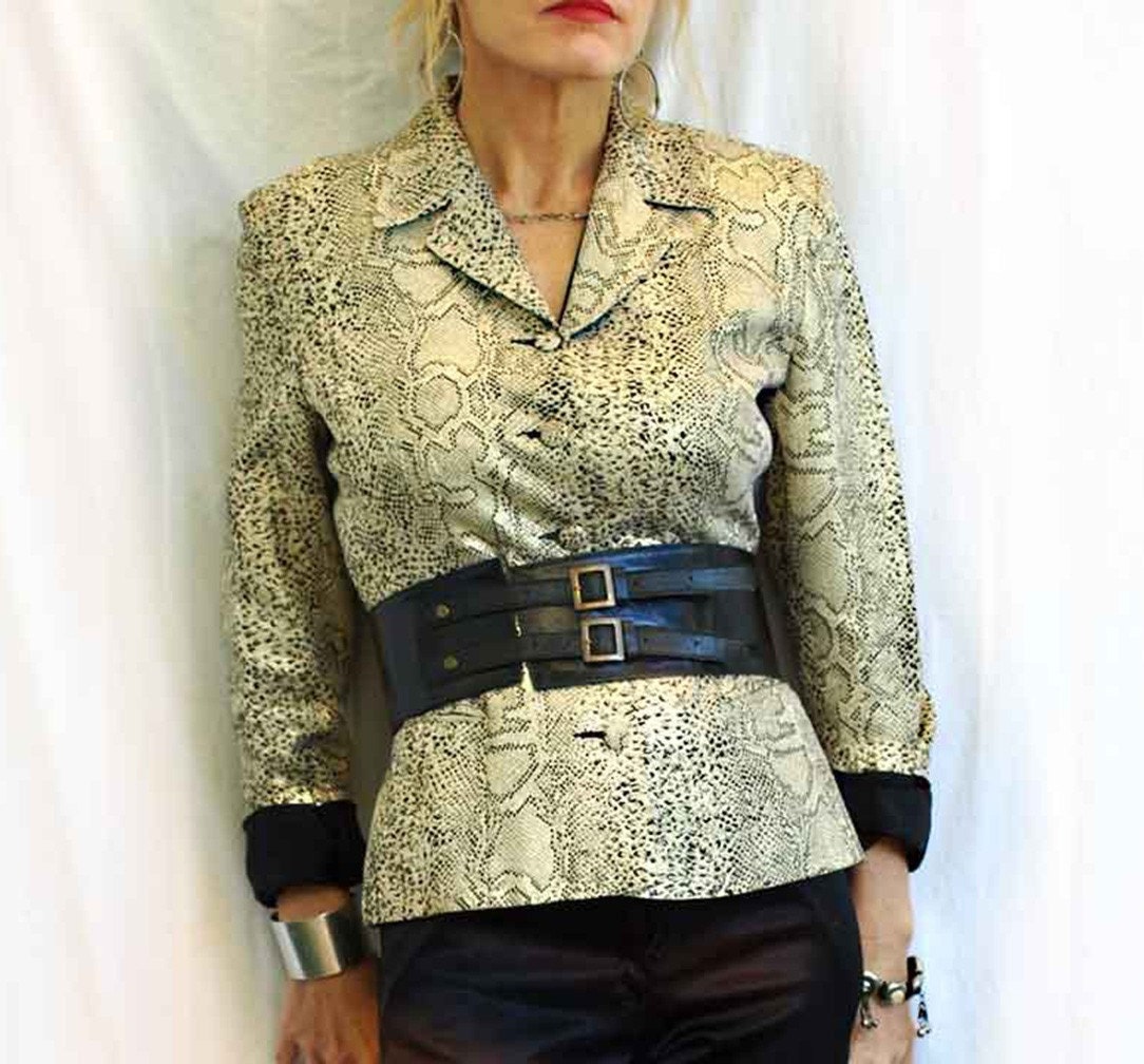 Vintage 80s Glam Rock Jacket Blazer, Animal Print