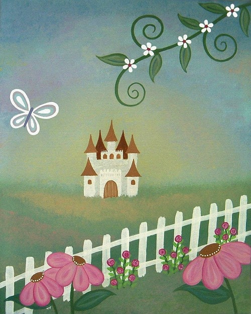 Princess Castle Fairytale Land Kids Wall Art for Kids Room Art - Girls Kids Art Prints from Original Kids Paintings by TwoLittleWitches