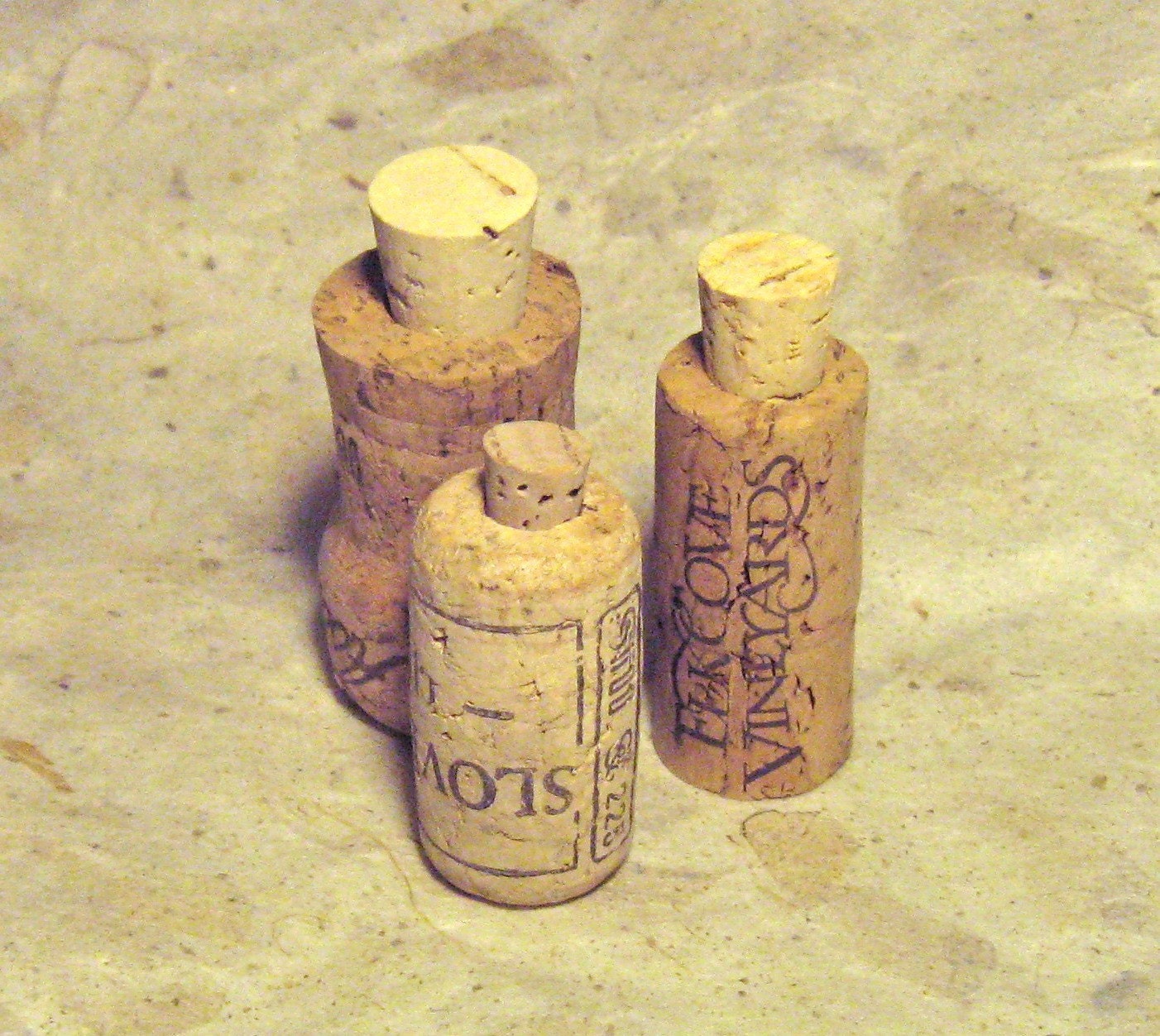 Cork Bottle Set of 3 Recycled Cork Bottle Vial Jar Miniature Container