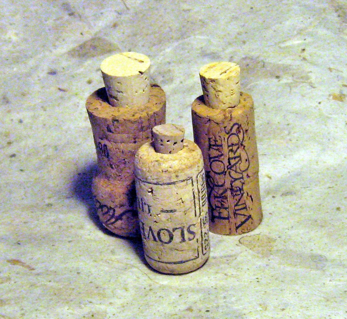 Cork Bottle Set of 3 Recycled Cork Bottle Vial Jar Miniature Container