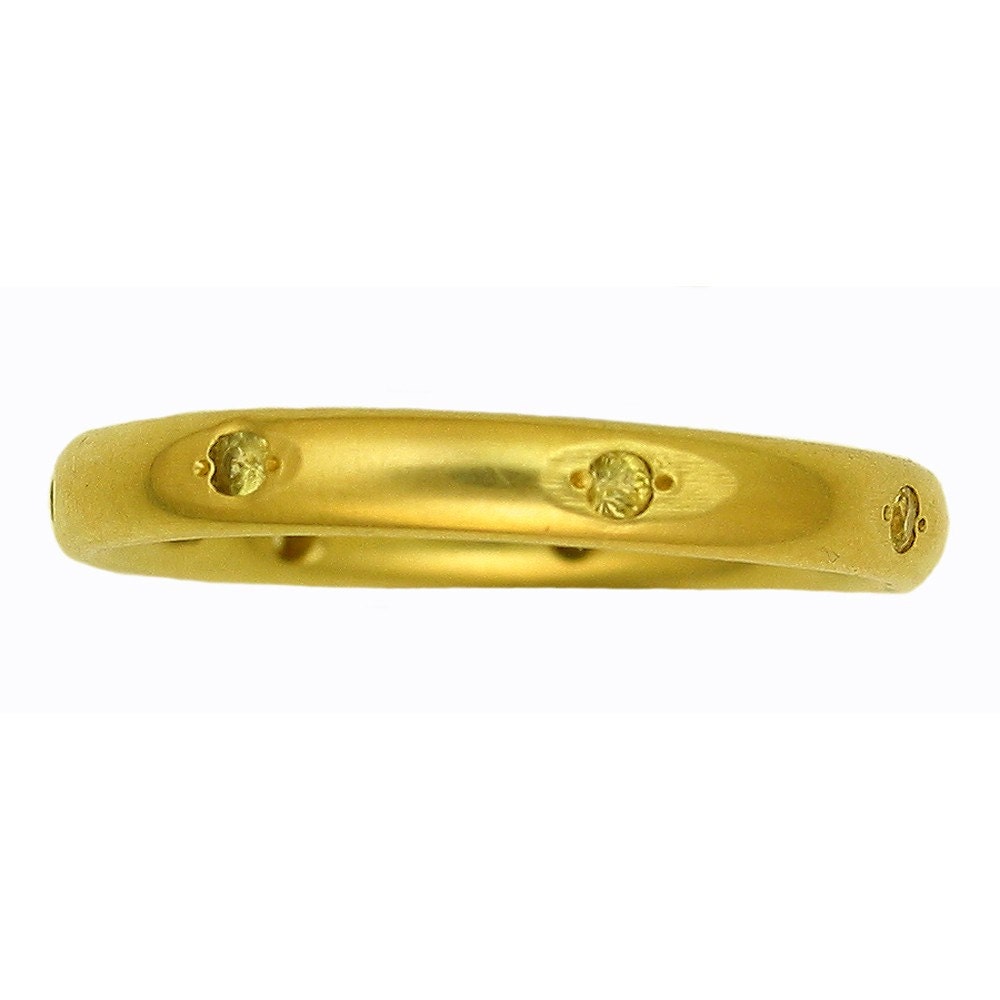 18k gold Half Round Stackable with Yellow Sapphires MADE TO ORDER using 100 Percent Recycled Gold from Hoover and Strong