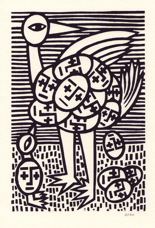 First things first. Linocut