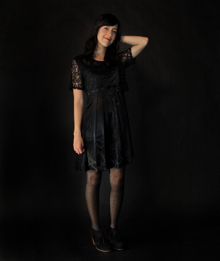 Black Lace Pleated Party Dress  . . . . . HOLIDAY COLLECTION