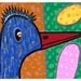 Blue Duck... original painting, 9.1x11.8", 23 x 30 cm, acrylic, cardboard, duck, bird, animal, abstract, fantasy