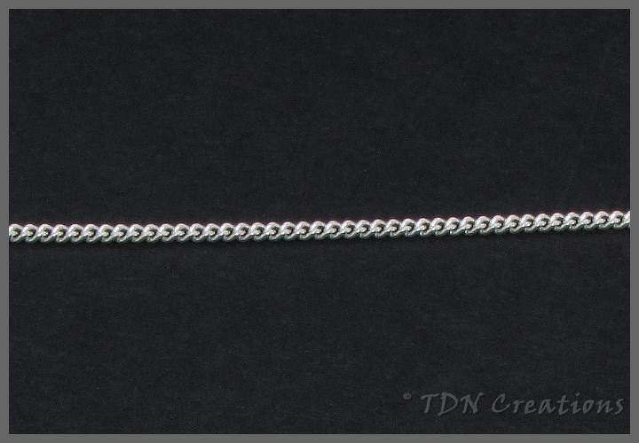 Sterling silver open curb chain 1.25mm / 0.05 inches wide  22 inches long