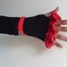 VICTORIAN ARM WARMERS / Longer Length With Ruffle In RED And BLACK - CUSTOM Made To Order