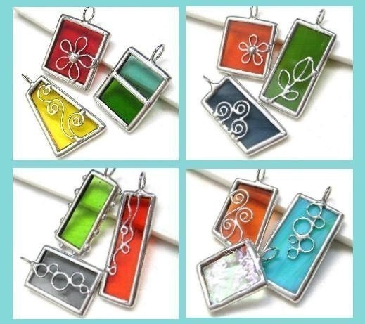 Lot of 3 - randomly picked stained glass pendants