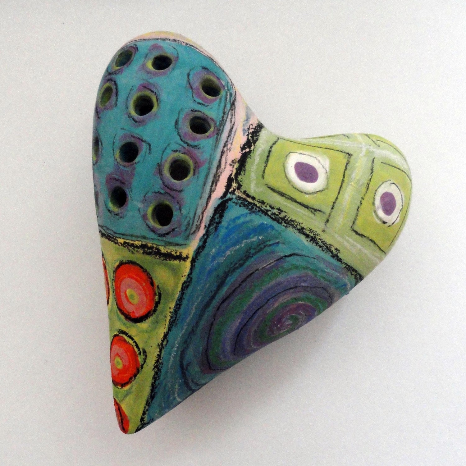 Abstract graffiti Ceramic  Heart Pillow