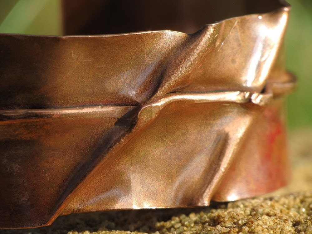 Foldformed Copper Cuff Bracelet - Hand Forged from Copper, Rustic & Unique, XS to S, Extra-Small to Small