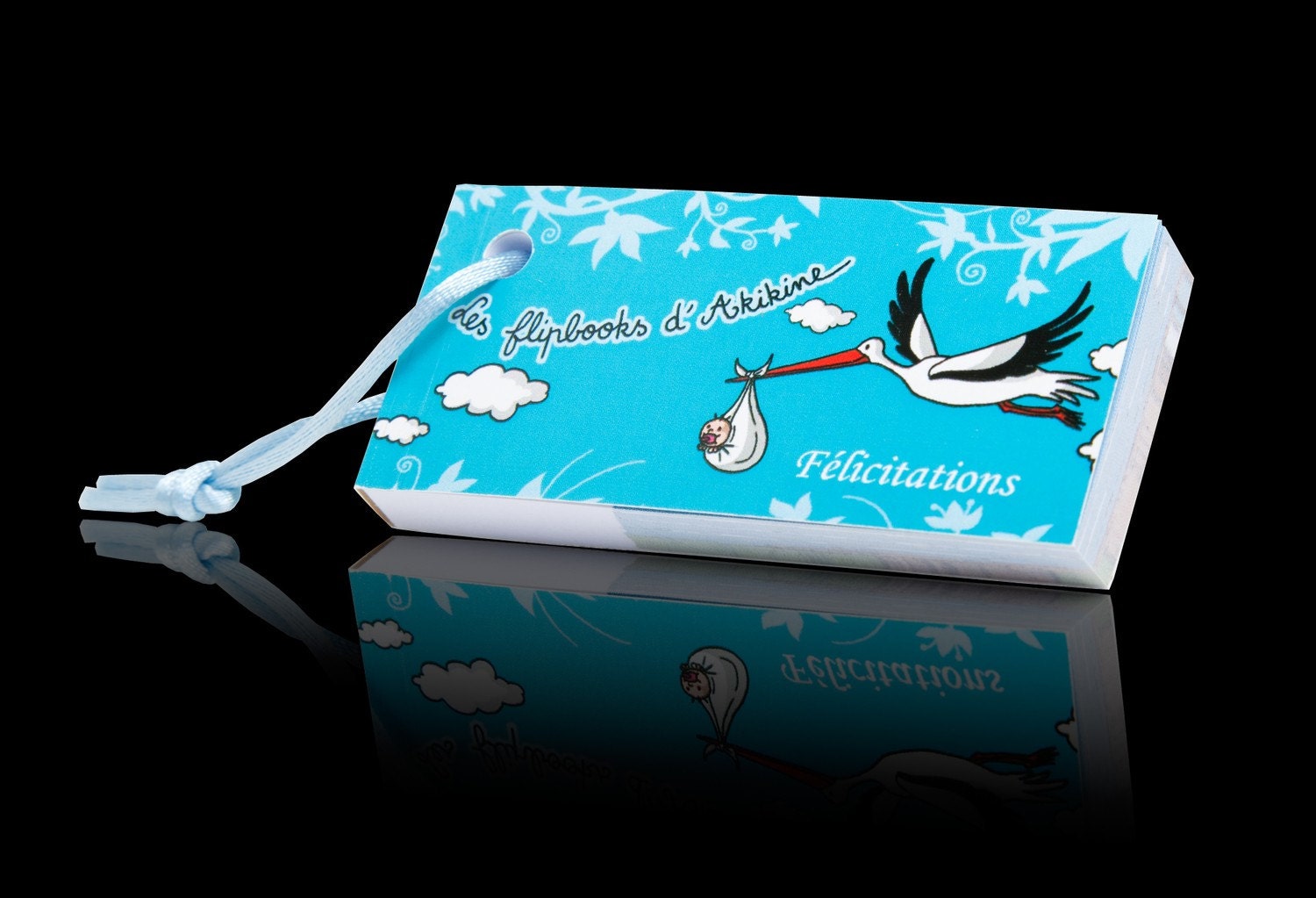 Child birth flipbook (stork blue) - hand drawn